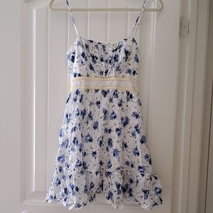Floral Dress Vintage Spring Summer Floral Dot Blue